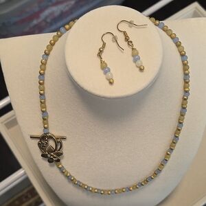 Handmade Gold Necklace Earrings Set